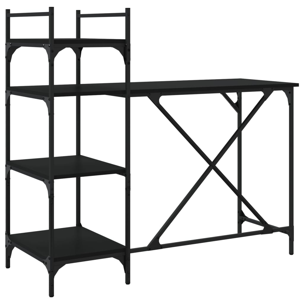 Escritorio para ordenador con estantes negro 120x47x109 cm