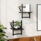 Estante de pared roble negro 90x16x78 cm madera de ingeniería
