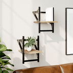 Estante de pared roble negro 90x16x78 cm madera de ingeniería