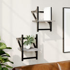 Estante de pared roble negro 90x16x78 cm madera de ingeniería