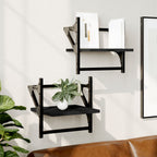 Estante de pared roble negro 90x16x78 cm madera de ingeniería