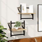 Estante de pared roble negro 90x16x78 cm madera de ingeniería