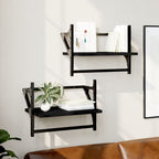 Estante de pared roble negro 90x16x78 cm madera de ingeniería