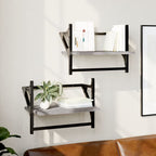 Estante de pared roble negro 90x16x78 cm madera de ingeniería