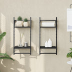 Estante de pared roble negro 90x16x78 cm madera de ingeniería