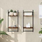 Estante de pared roble negro 90x16x78 cm madera de ingeniería