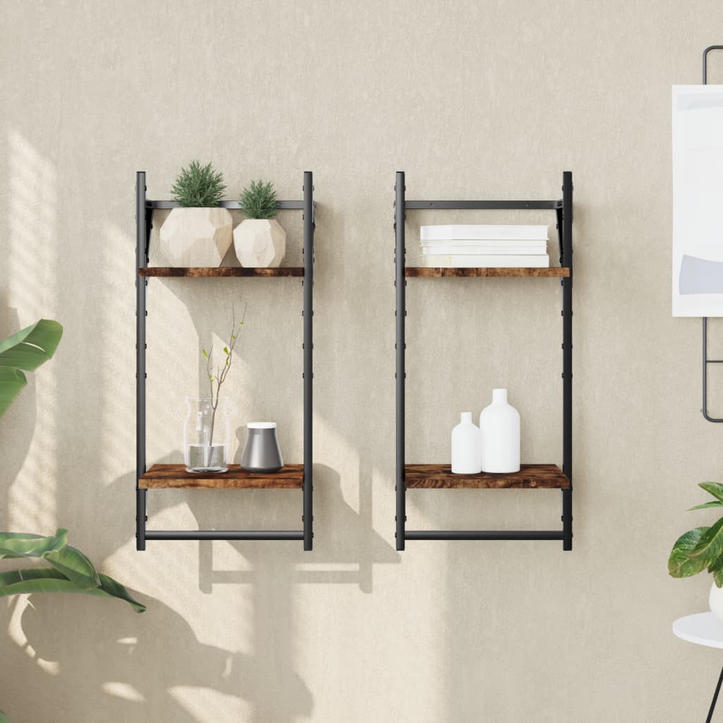 Estante de pared roble negro 90x16x78 cm madera de ingeniería