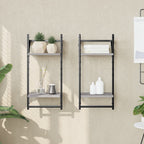 Estante de pared roble negro 90x16x78 cm madera de ingeniería