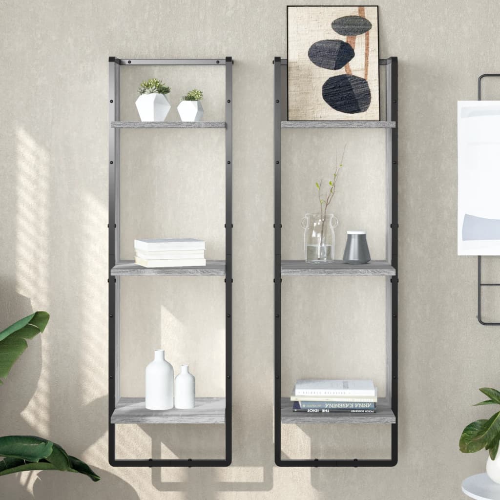 Estante de pared roble negro 90x16x78 cm madera de ingeniería