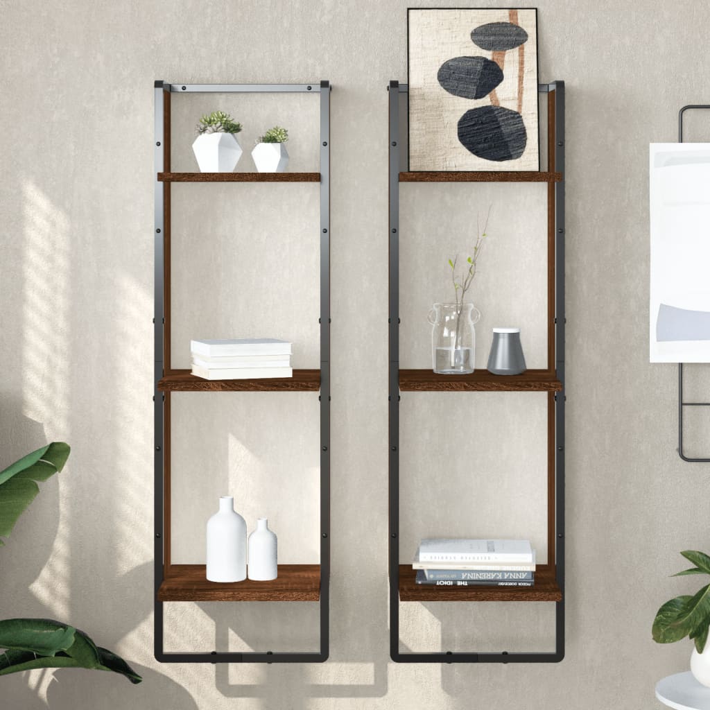 Estante de pared roble negro 90x16x78 cm madera de ingeniería