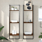 Estante de pared roble negro 90x16x78 cm madera de ingeniería