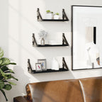 Estante de pared roble negro 90x16x78 cm madera de ingeniería