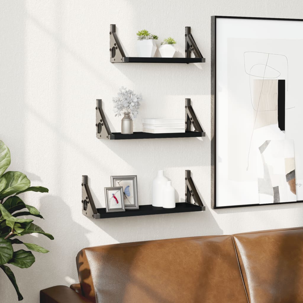 Estante de pared roble negro 90x16x78 cm madera de ingeniería