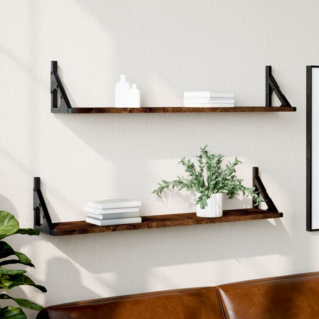 Estante de pared roble negro 90x16x78 cm madera de ingeniería