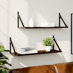 Estante de pared roble negro 90x16x78 cm madera de ingeniería