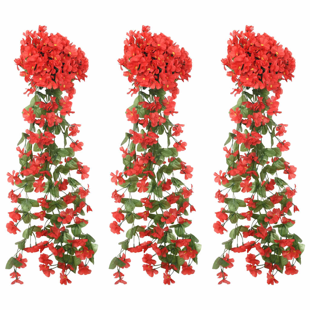 Guirnaldas de flores 3 uds rojo 85 cm