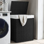 Dark Brown Rattan 2-Section Laundry Hamper 53x35x57 cm