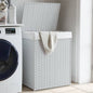Dark Brown Rattan 2-Section Laundry Hamper 53x35x57 cm