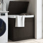 Dark Brown Rattan 2-Section Laundry Hamper 53x35x57 cm