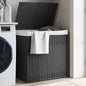 Dark Brown Rattan 2-Section Laundry Hamper 53x35x57 cm