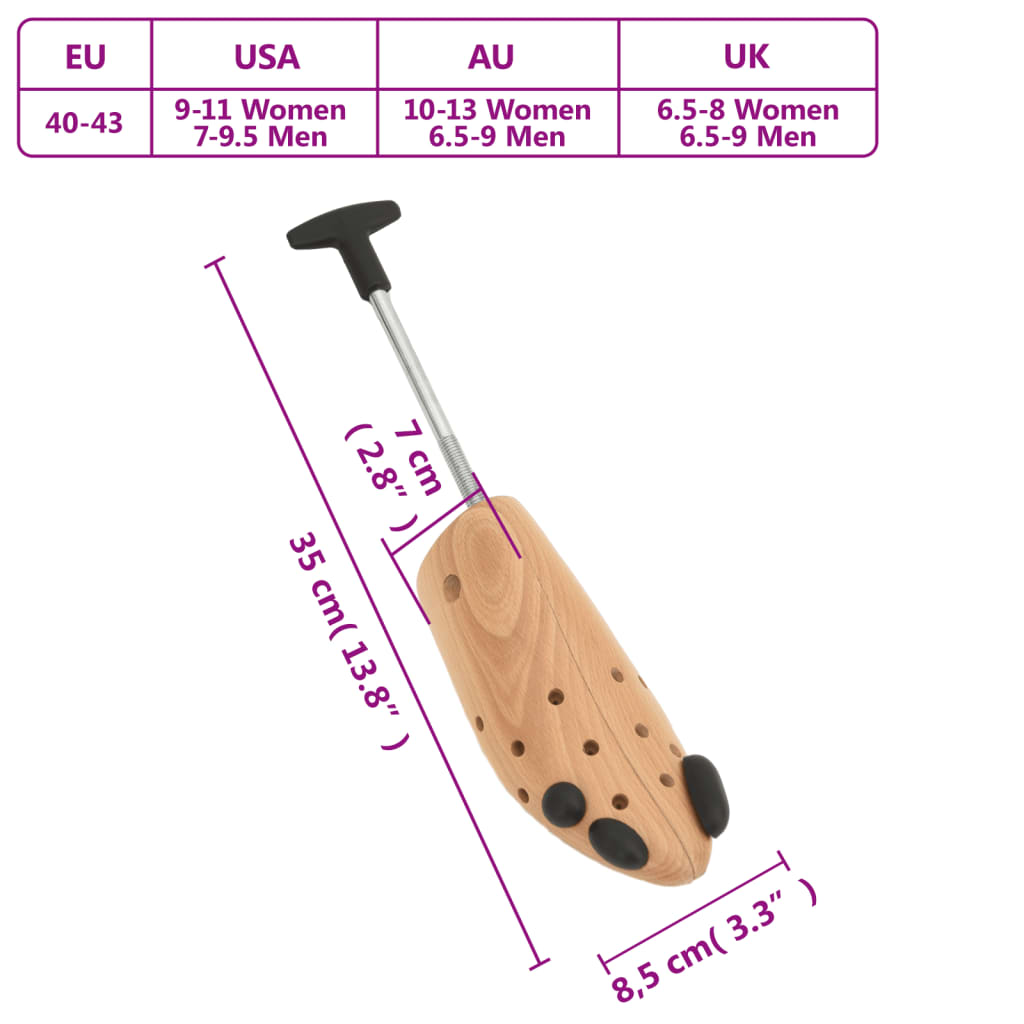 Ensanchador para zapatos madera maciza de haya EU 40-43