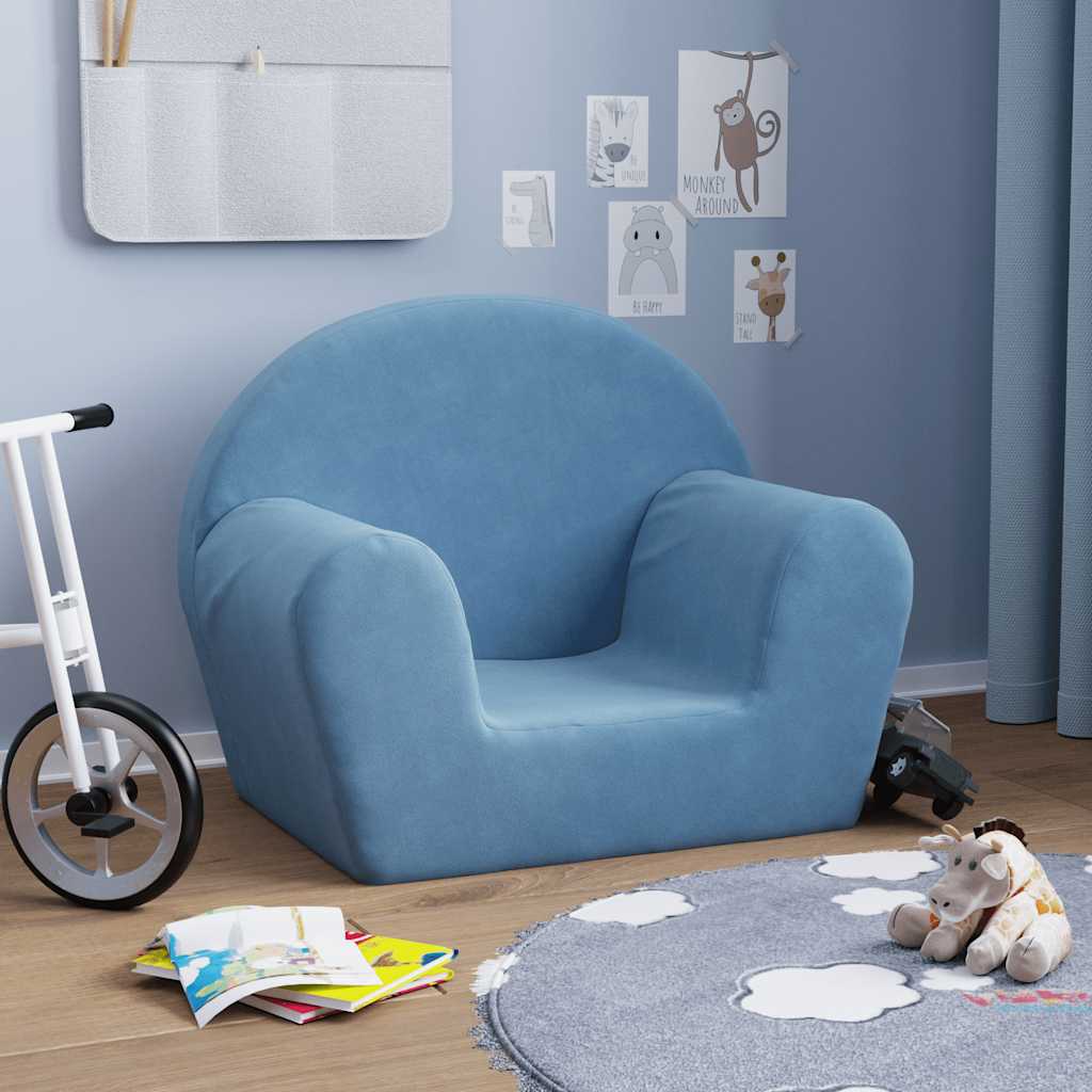 Sofá infantil de felpa suave color crema