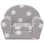 Sofá cama de niños felpa suave gris claro con estrellas