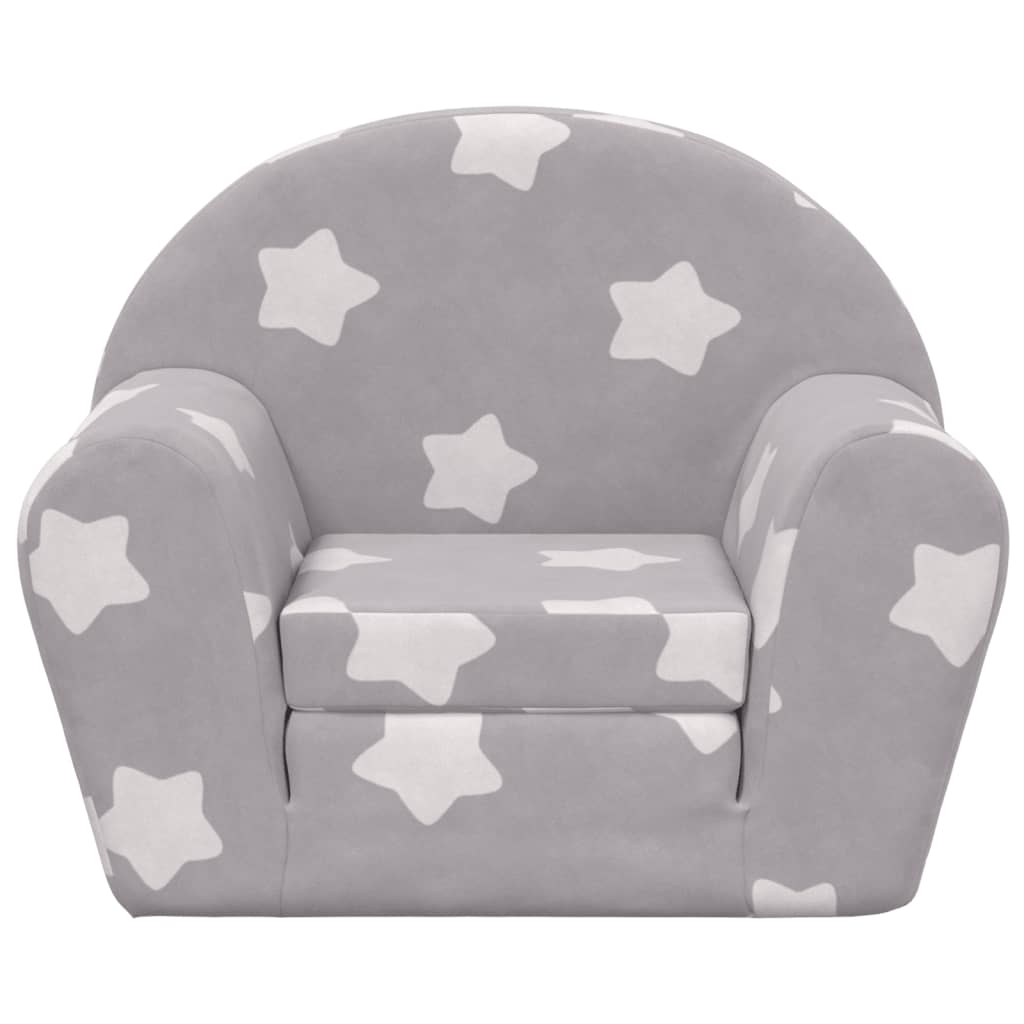 Sofá cama de niños felpa suave gris claro con estrellas