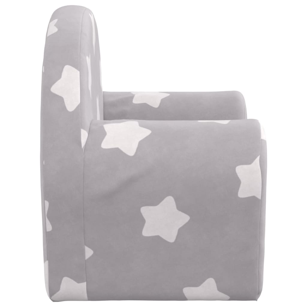 Sofá cama de niños felpa suave gris claro con estrellas