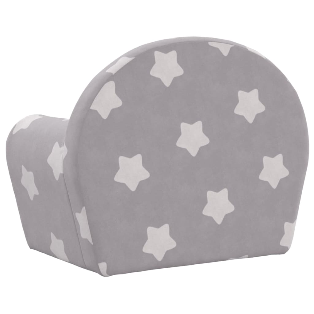Sofá cama de niños felpa suave gris claro con estrellas