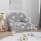 Sofá cama de niños felpa suave gris claro con estrellas