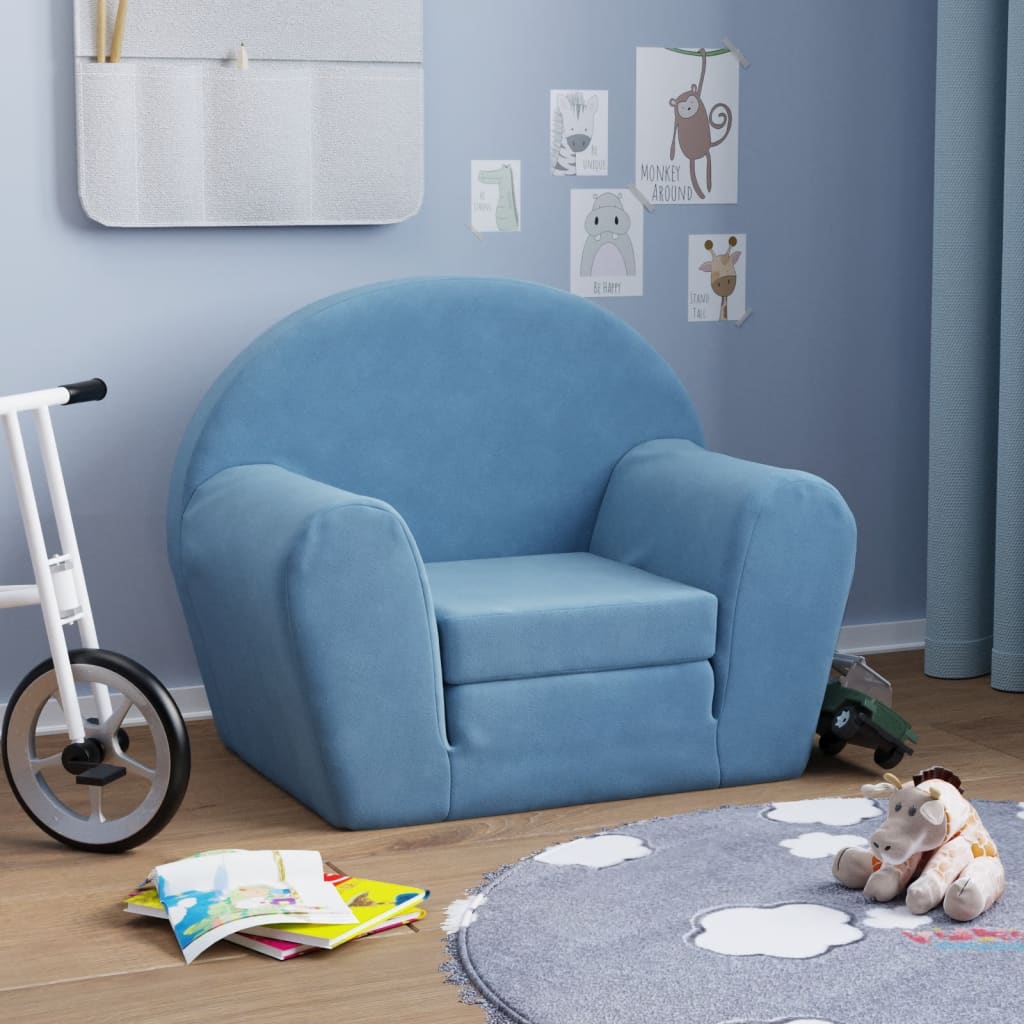 Sofá cama de niños felpa suave gris claro con estrellas