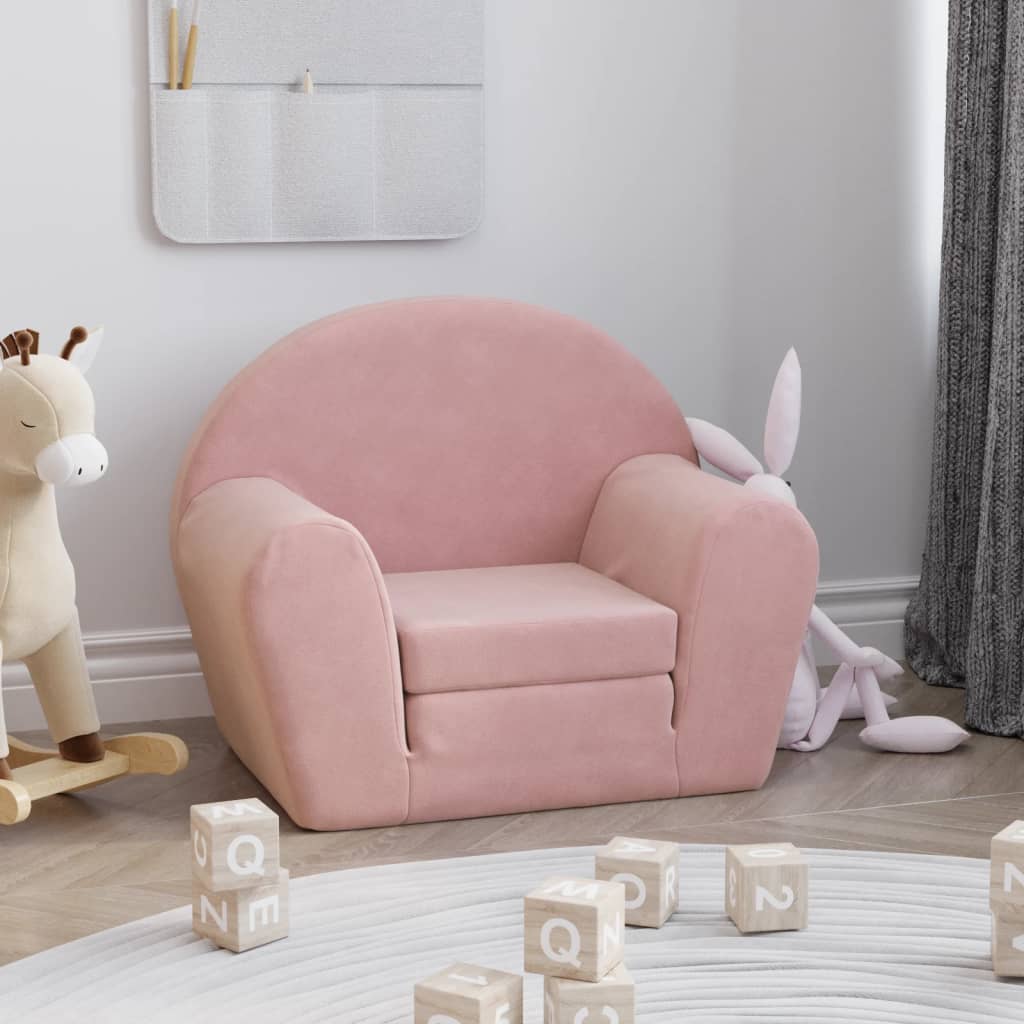 Sofá cama de niños felpa suave gris claro con estrellas
