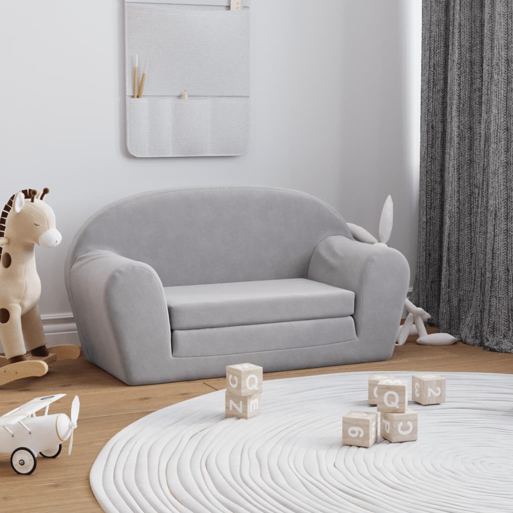 Sofá cama de niños 2 plazas felpa suave azul