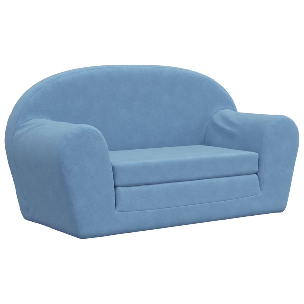 Sofá cama de niños 2 plazas felpa suave azul