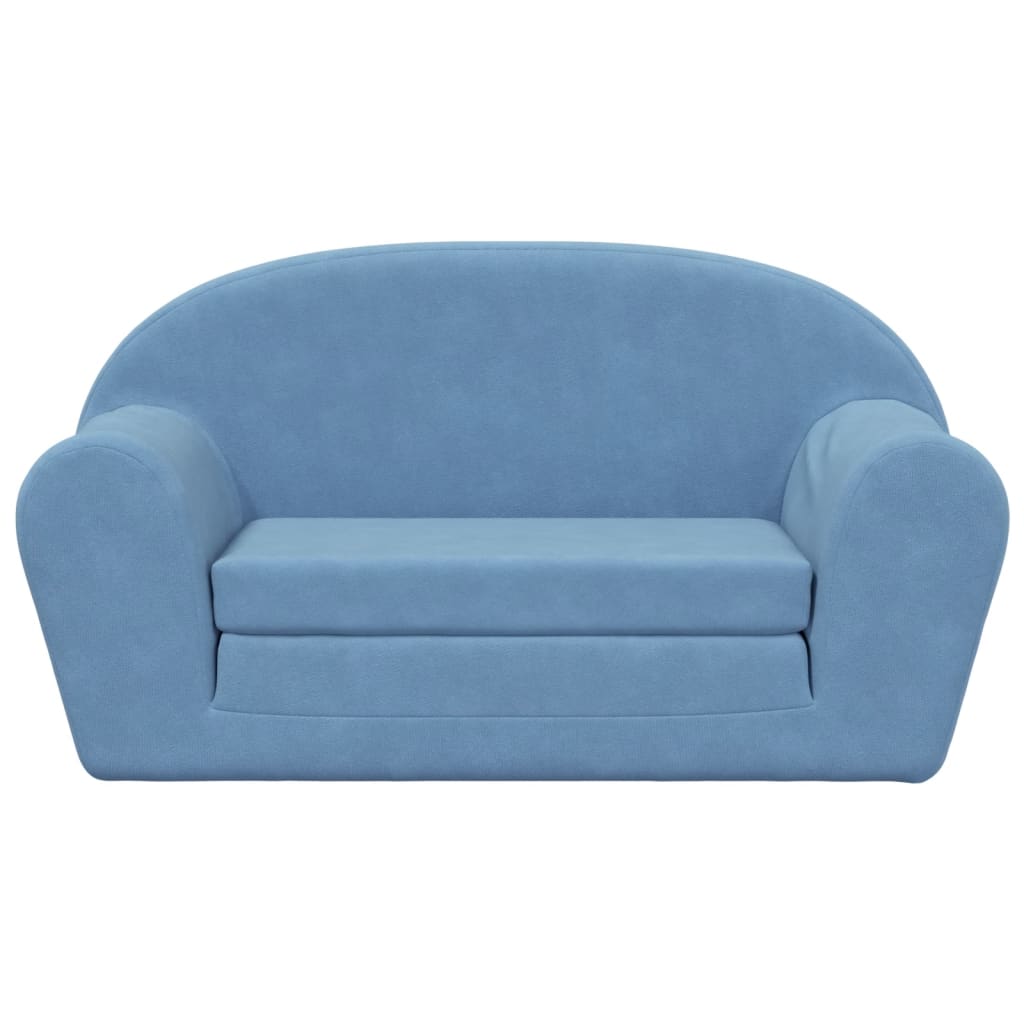 Sofá cama de niños 2 plazas felpa suave azul
