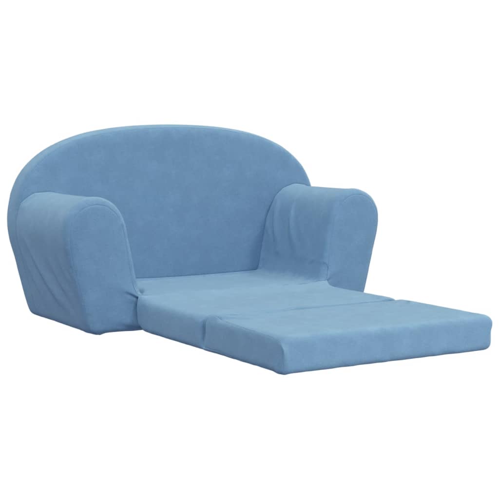 Sofá cama de niños 2 plazas felpa suave azul