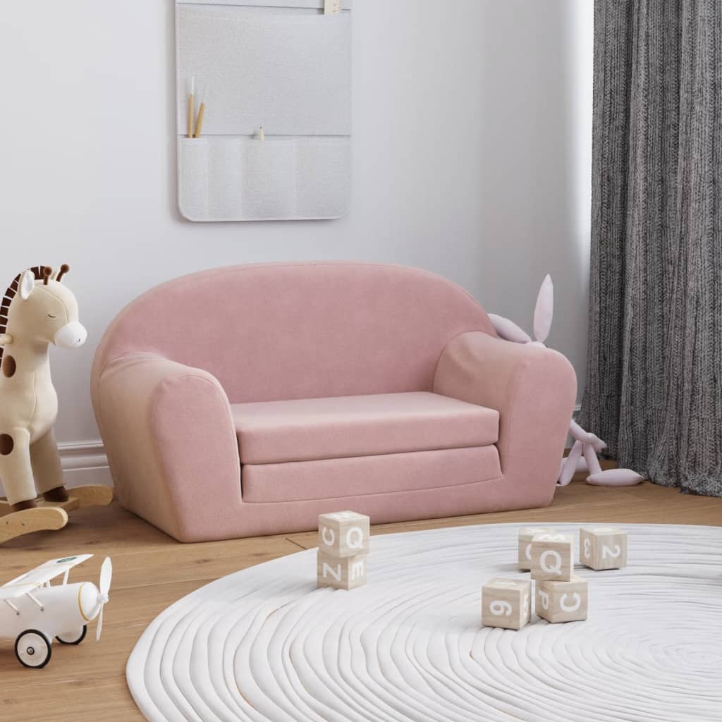 Sofá cama de niños 2 plazas felpa suave azul