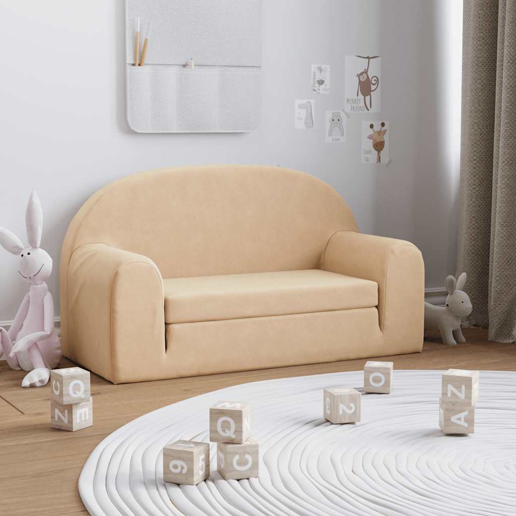Sofá cama de niños 2 plazas felpa suave azul