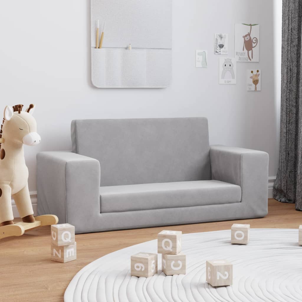 Sofá cama de niños 2 plazas felpa suave azul