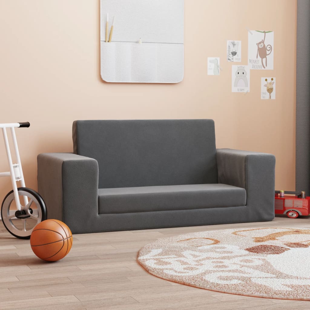 Sofá cama de niños 2 plazas felpa suave azul