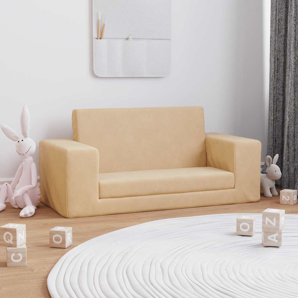 Sofá cama de niños 2 plazas felpa suave azul