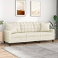 3-seater cappuccino faux leather sofa with cushions 180 cm
