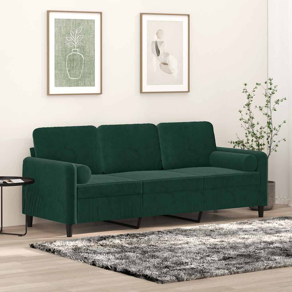 Sofá de 3 lugares com almofadas em couro sintético cor cappuccino 180 cm