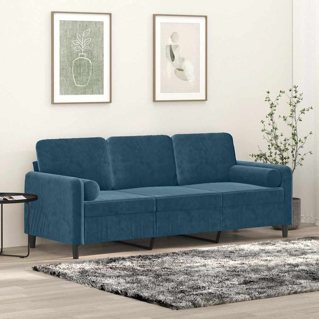 Sofá de 3 lugares com almofadas em couro sintético cor cappuccino 180 cm