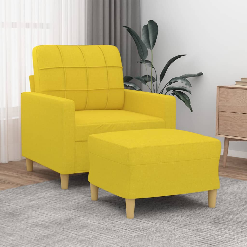 Sillón con taburete cuero sintético color capuchino 60 cm