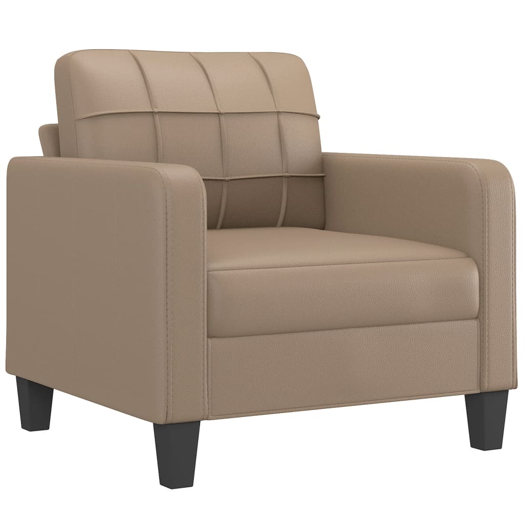 Sillón con taburete cuero sintético color capuchino 60 cm