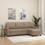 Sofá 3 plazas y taburete cuero sintético color capuchino 180 cm