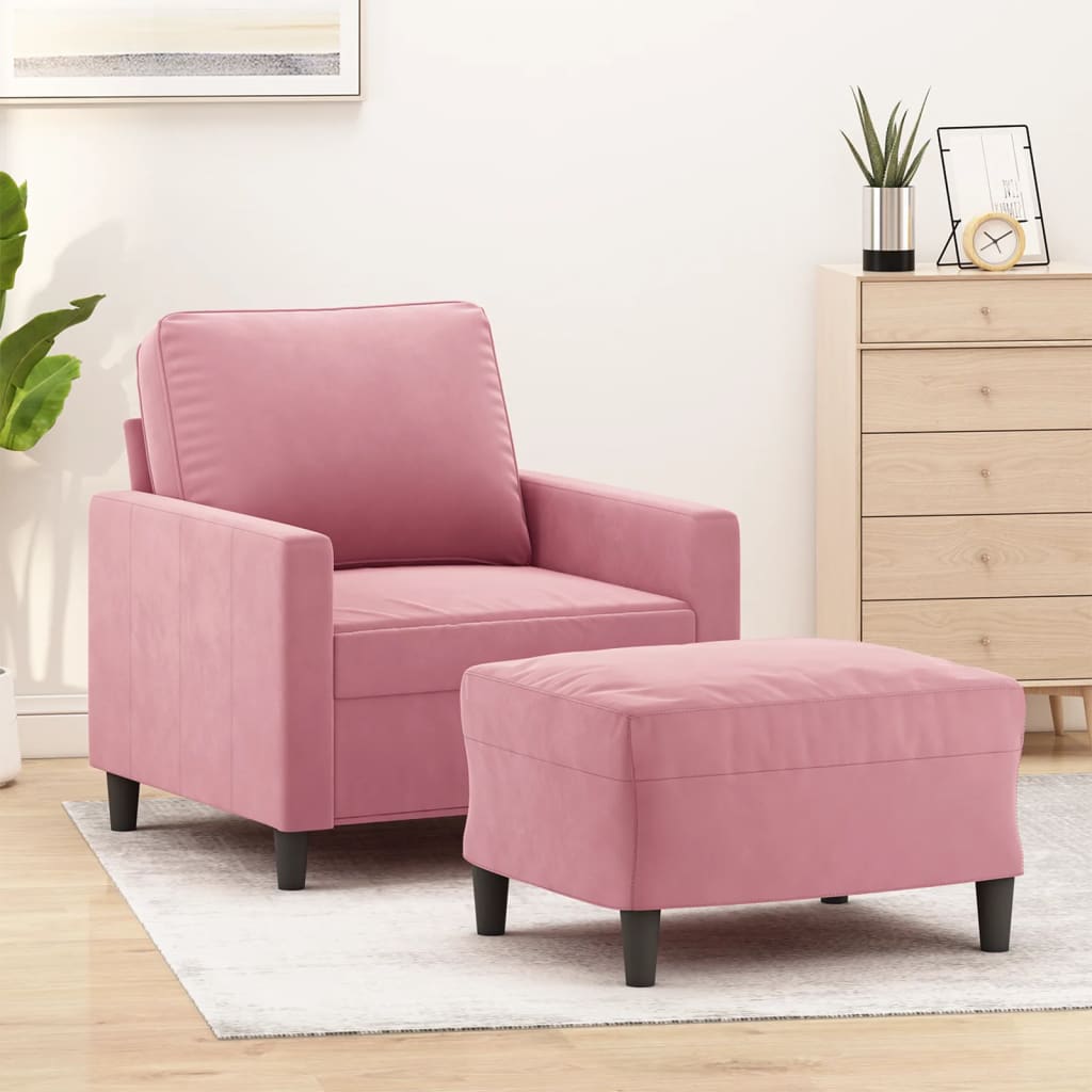 Sillón con taburete cuero sintético color capuchino 60 cm