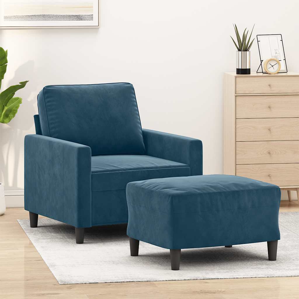 Sillón con taburete cuero sintético color capuchino 60 cm
